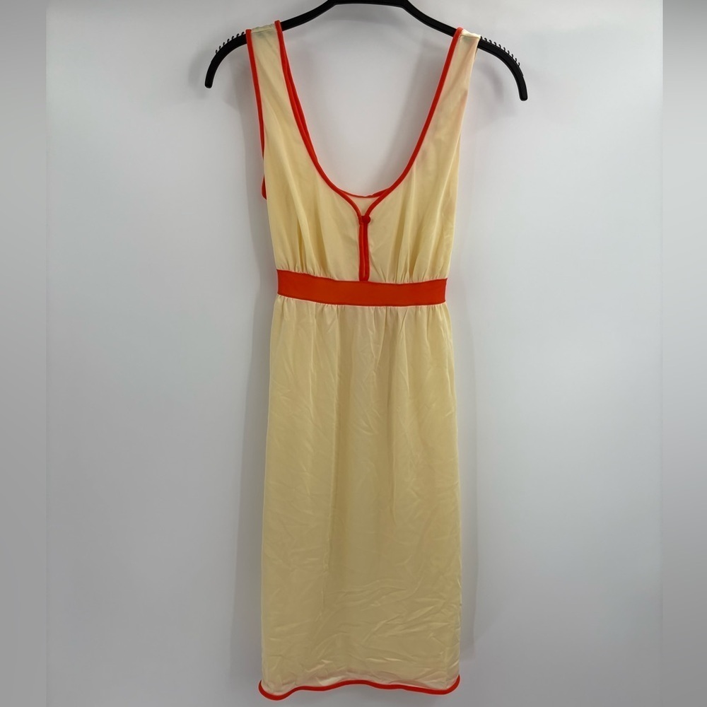 Vintage y2k sears 60s sheer nightgown yellow trim retro 70s dress 32-34 small